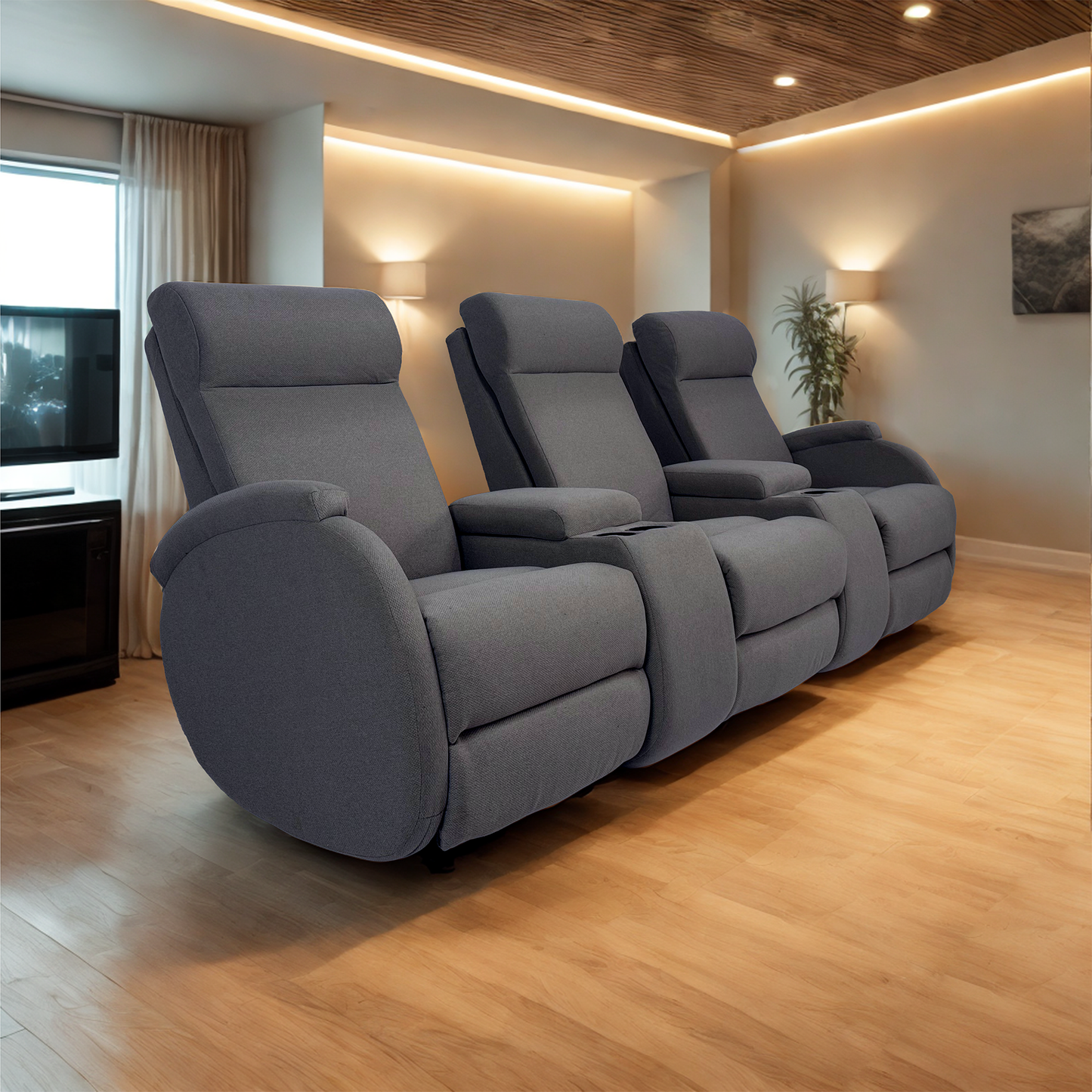 SILLÓN RECLINABLE ELECTRICO TRIPLE CON CONSOLA